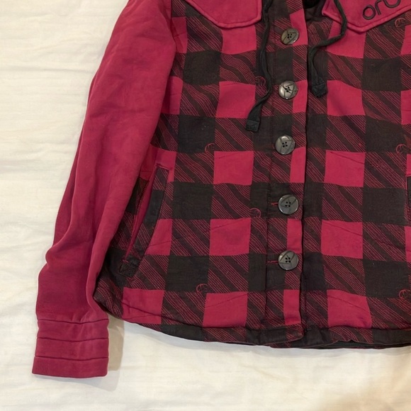 ORB women’s medium Plaid Hooded lined Jacket with lovely large buttons - Picture 5 of 16